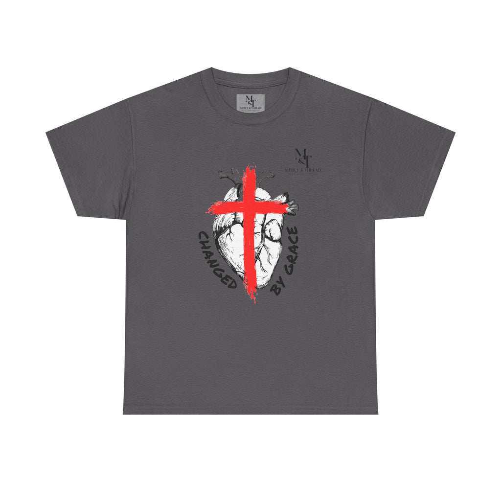 Changed by Grace Christian T-Shirt — Red Cross Faith Tee