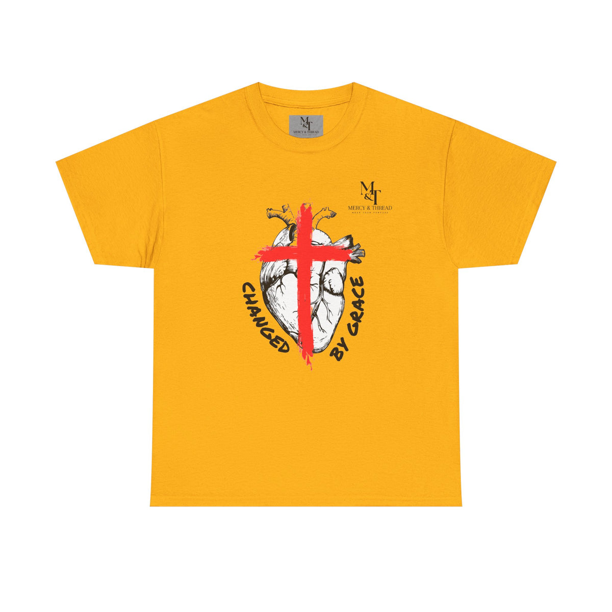Changed by Grace Christian T-Shirt — Red Cross Faith Tee