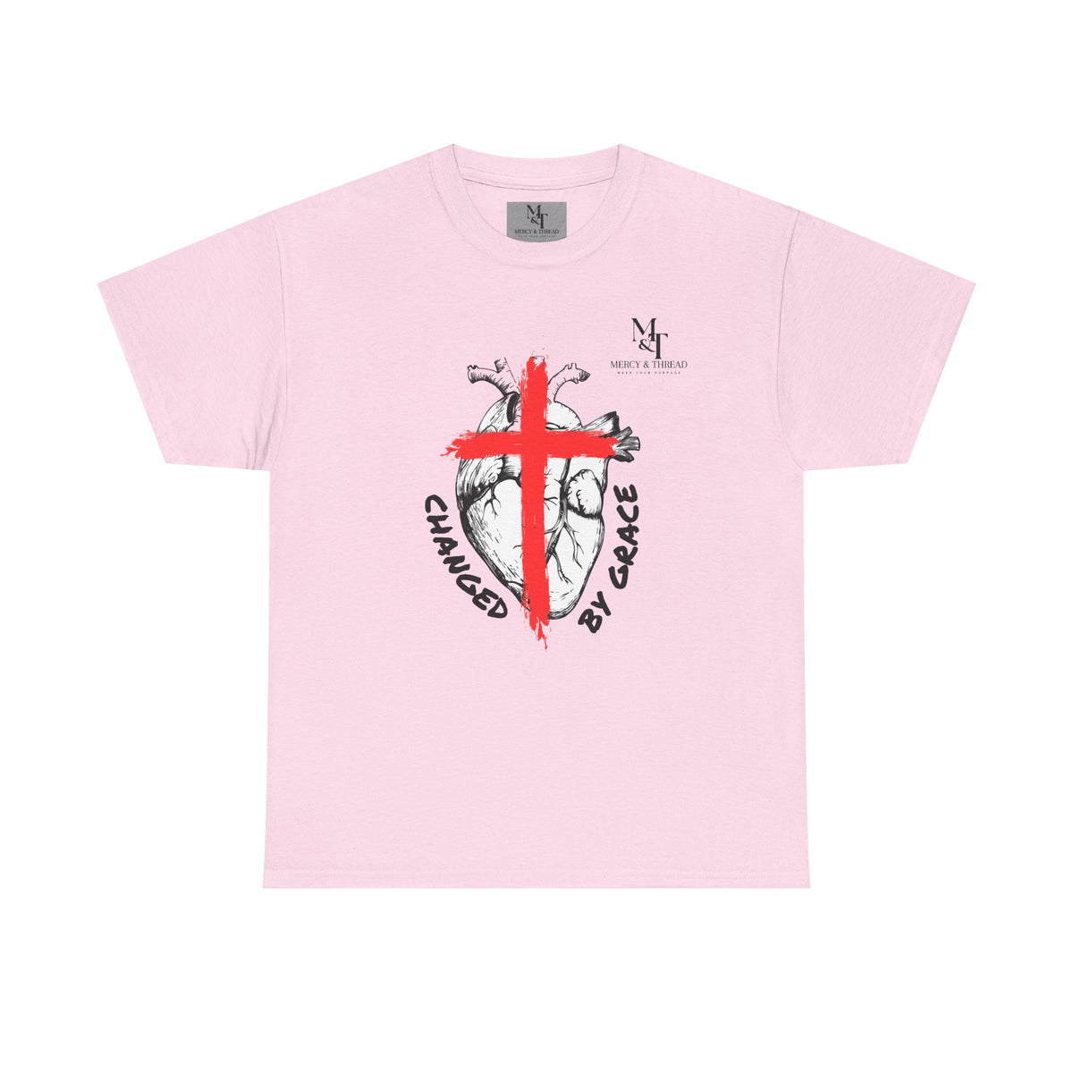 Changed by Grace Christian T-Shirt — Red Cross Faith Tee