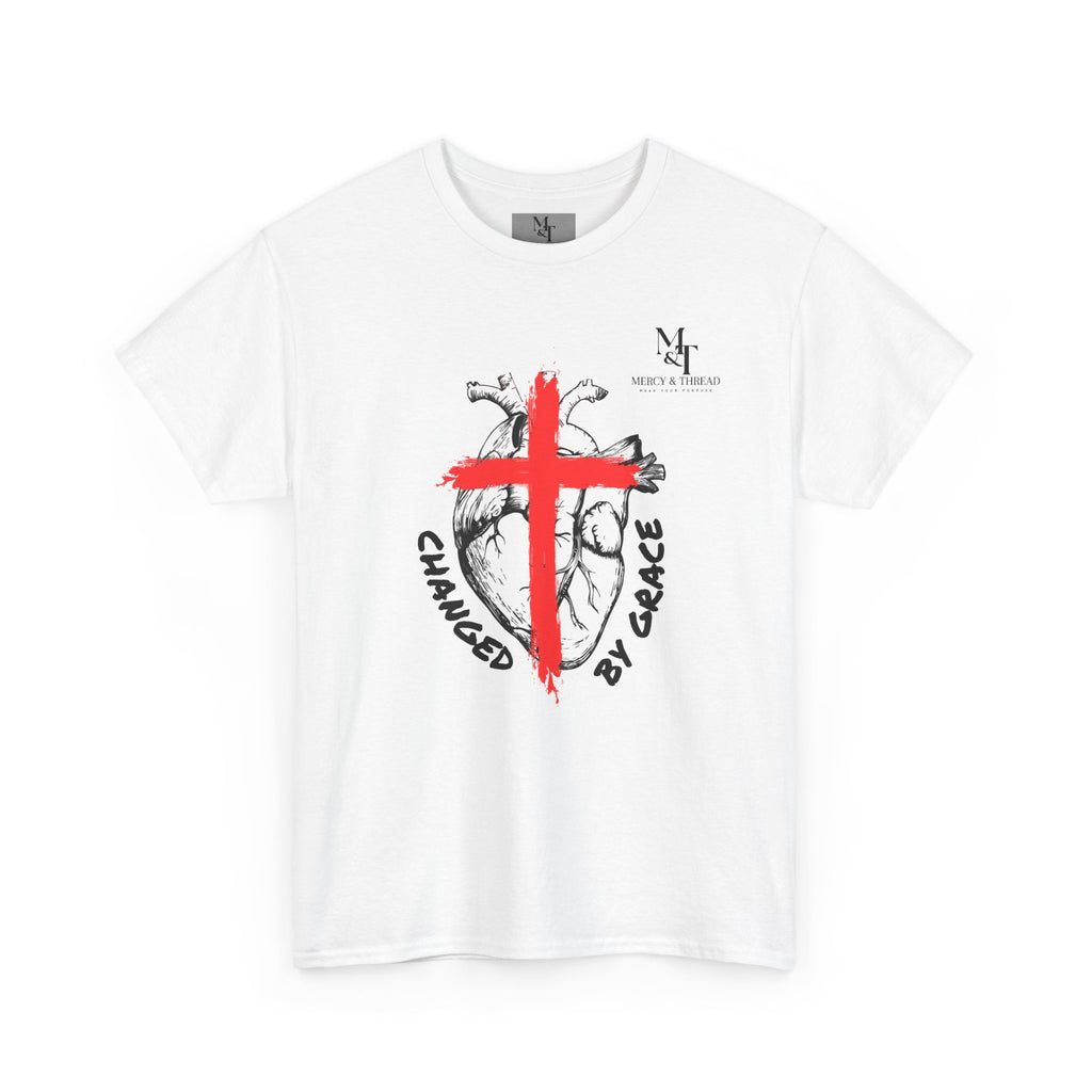 Changed by Grace Christian T-Shirt — Red Cross Faith Tee
