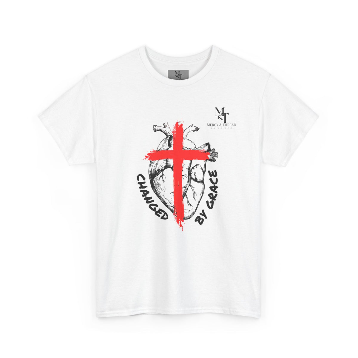 Changed by Grace Christian T-Shirt — Red Cross Faith Tee
