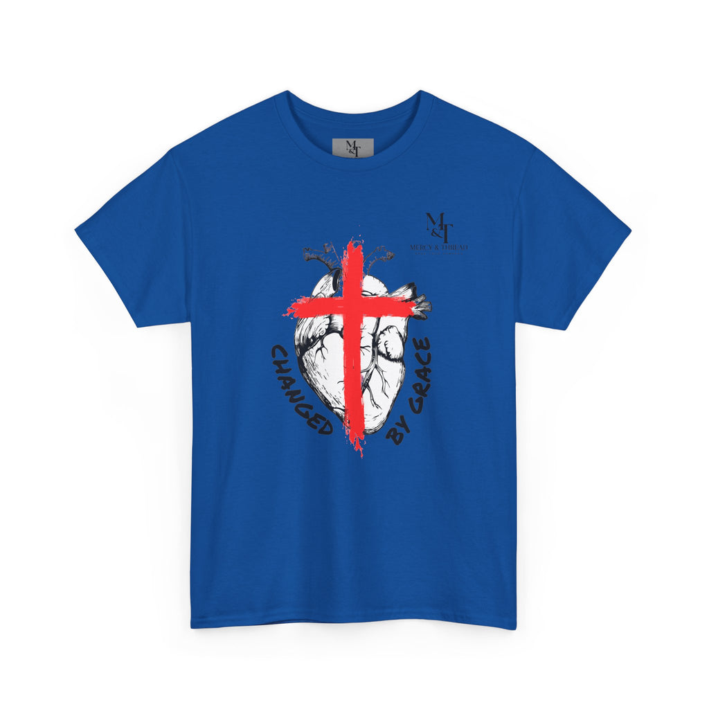 Changed by Grace Christian T-Shirt — Red Cross Faith Tee