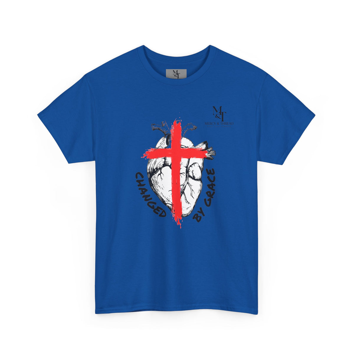 Changed by Grace Christian T-Shirt — Red Cross Faith Tee