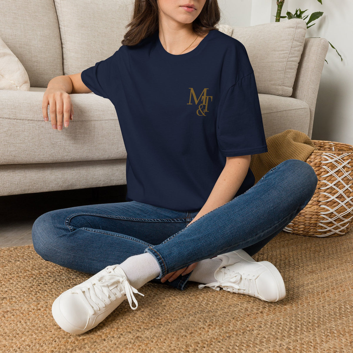 Monogram MT& Stylish Logo T‑Shirt — Minimal Gold Chest Emblem