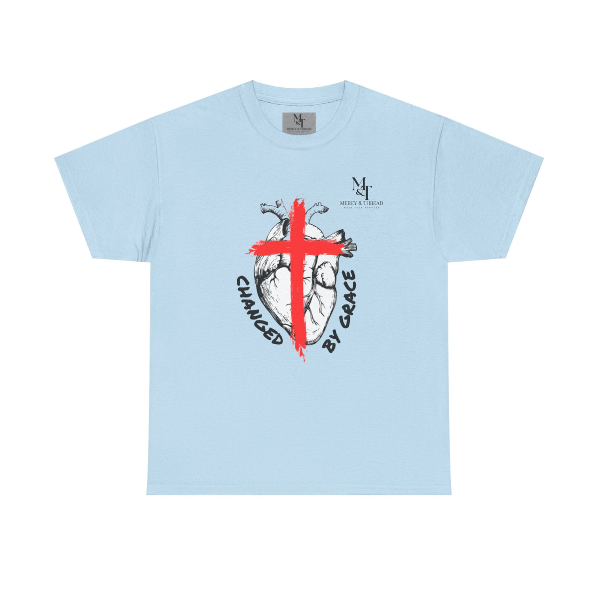 Changed by Grace Christian T-Shirt — Red Cross Faith Tee