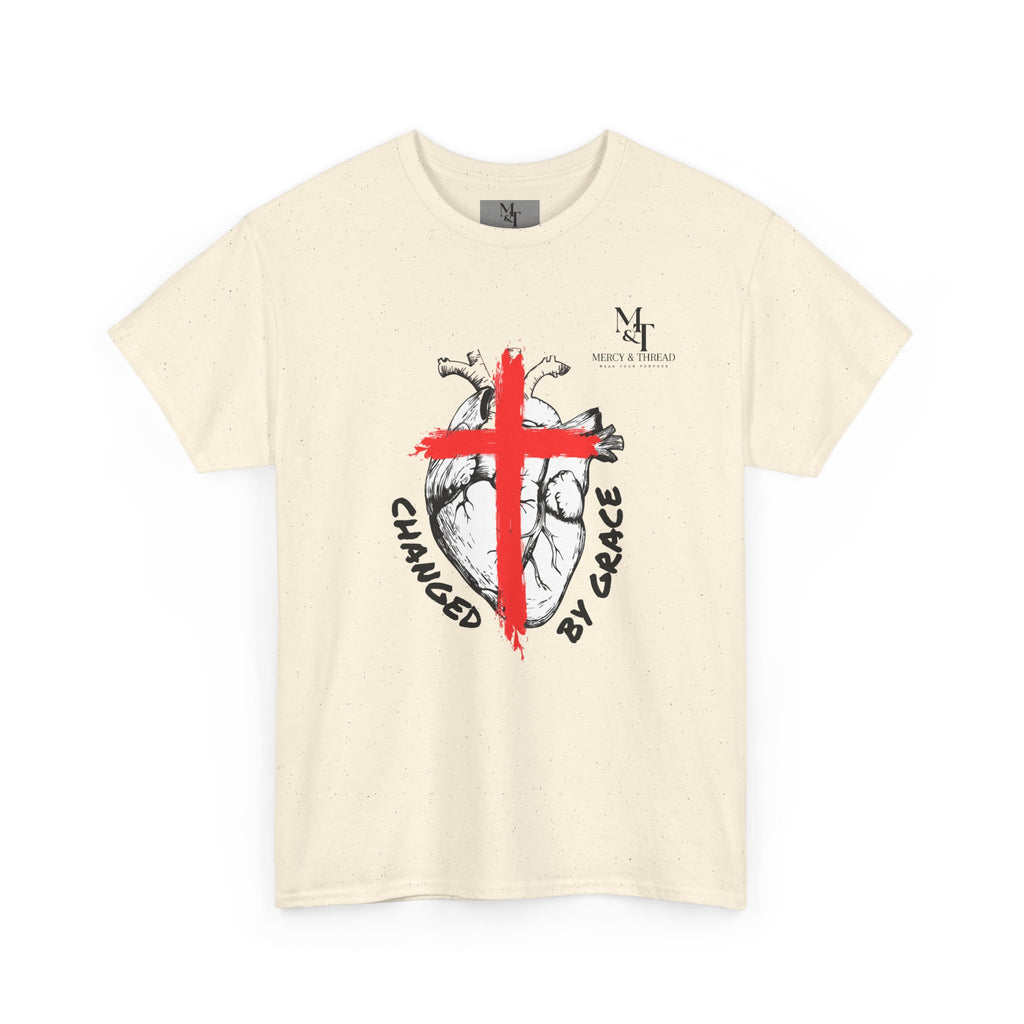 Changed by Grace Christian T-Shirt — Red Cross Faith Tee