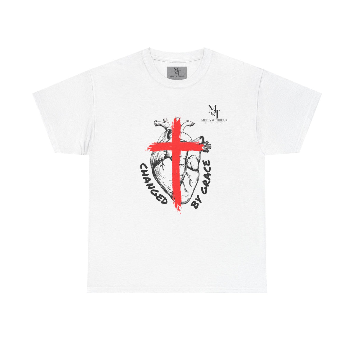 Changed by Grace Christian T-Shirt — Red Cross Faith Tee