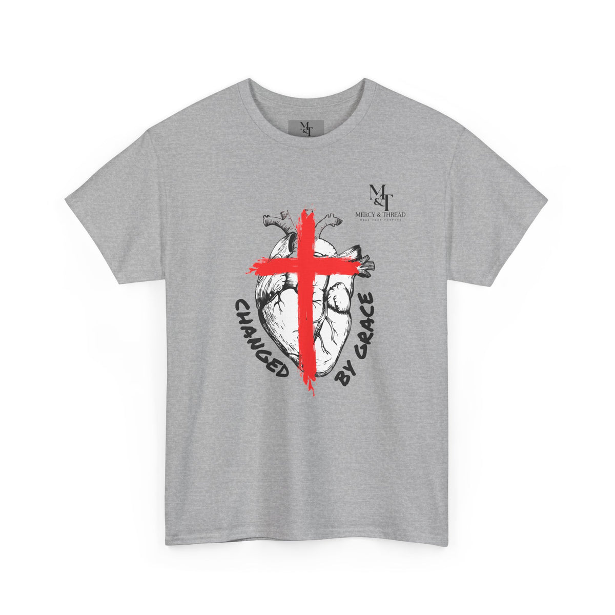 Changed by Grace Christian T-Shirt — Red Cross Faith Tee