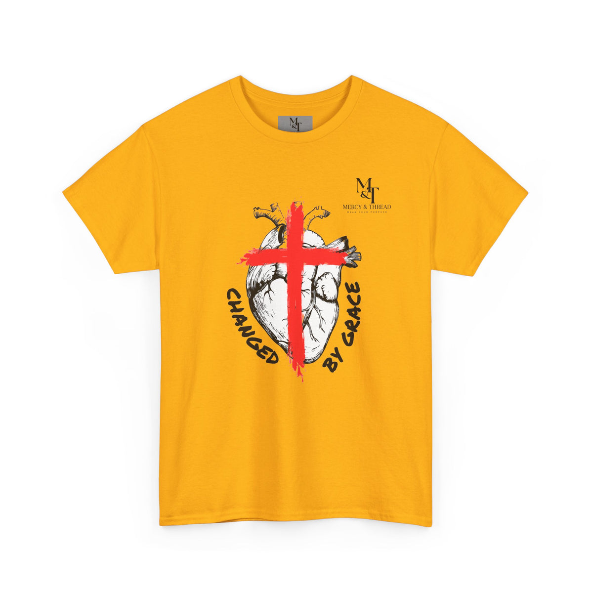 Changed by Grace Christian T-Shirt — Red Cross Faith Tee