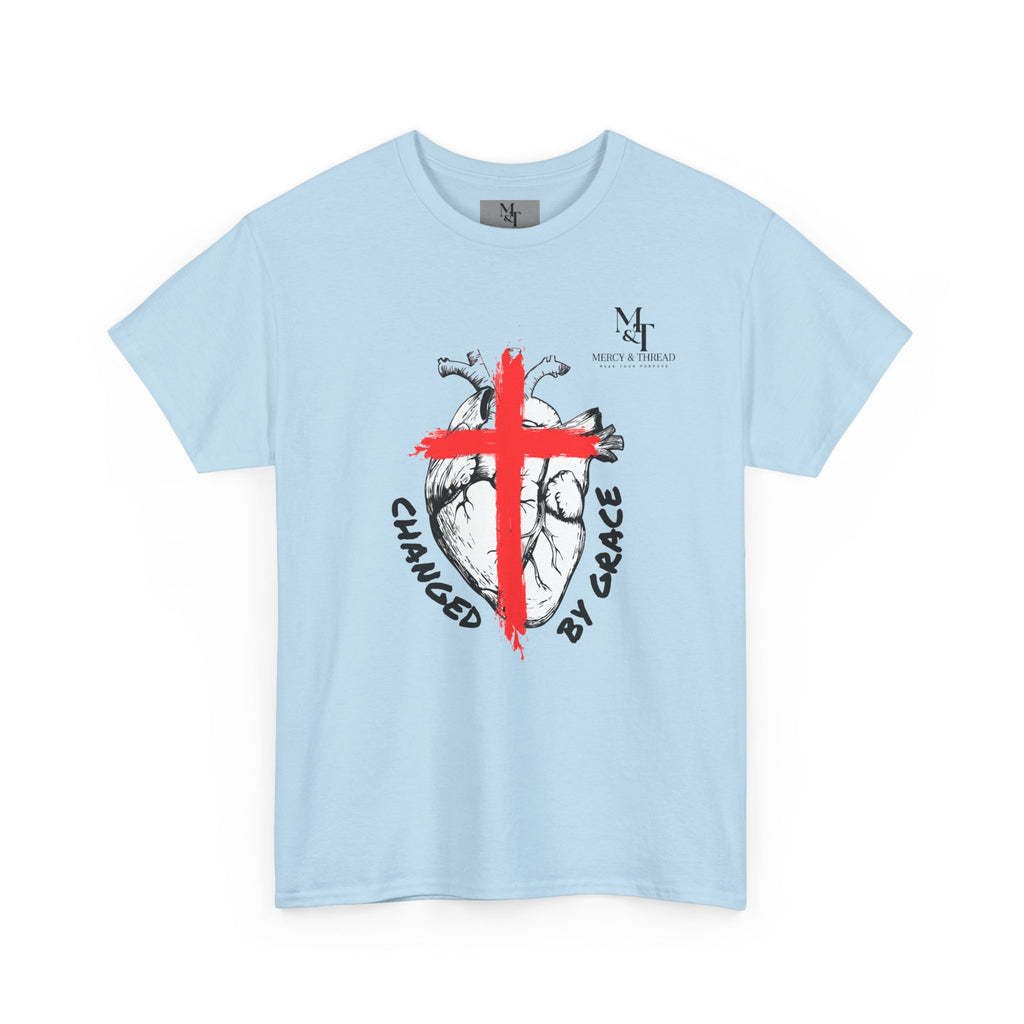 Changed by Grace Christian T-Shirt — Red Cross Faith Tee