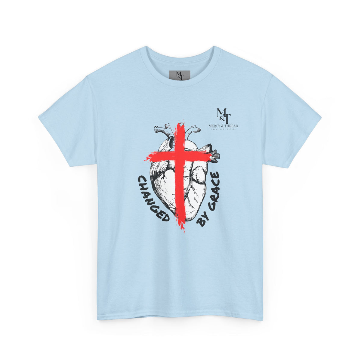 Changed by Grace Christian T-Shirt — Red Cross Faith Tee