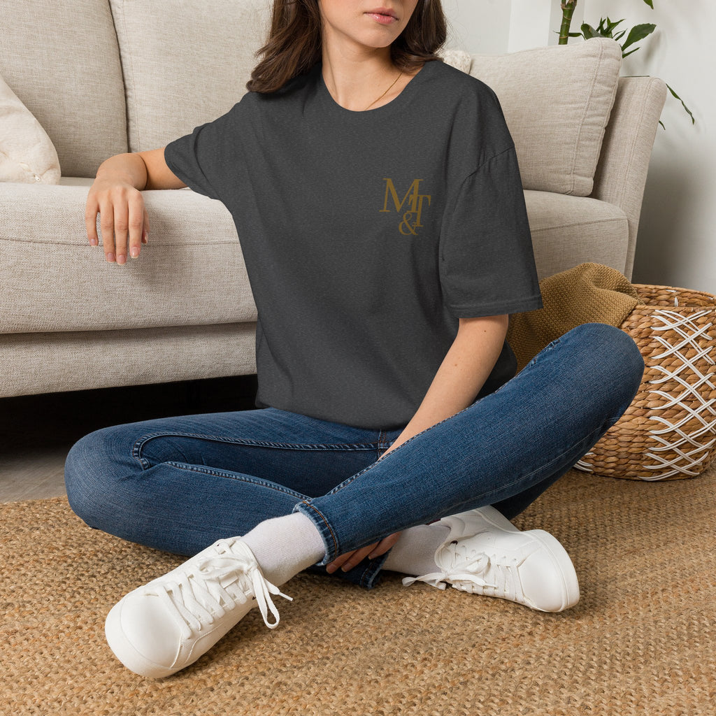 Monogram MT& Stylish Logo T‑Shirt — Minimal Gold Chest Emblem