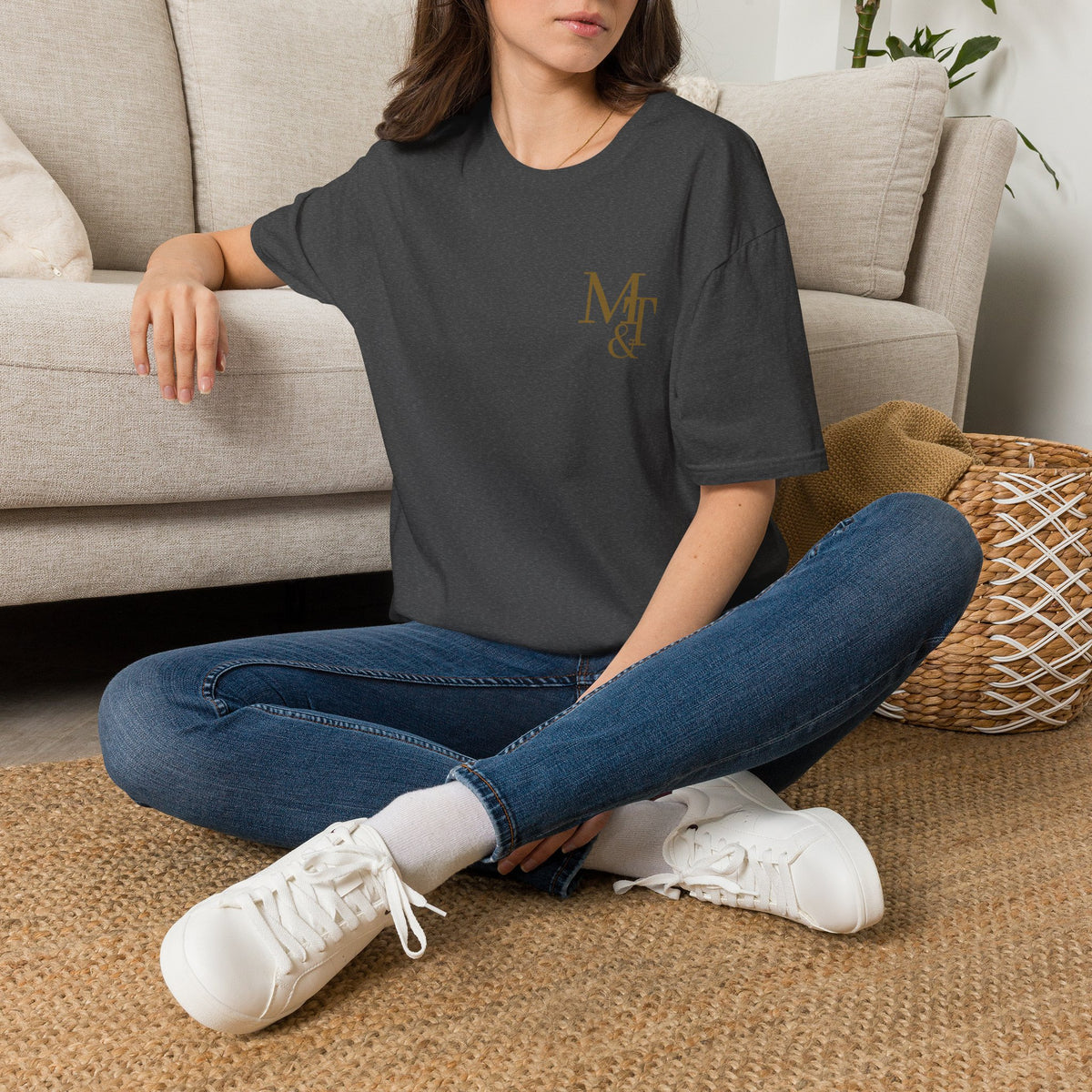 Monogram MT& Stylish Logo T‑Shirt — Minimal Gold Chest Emblem