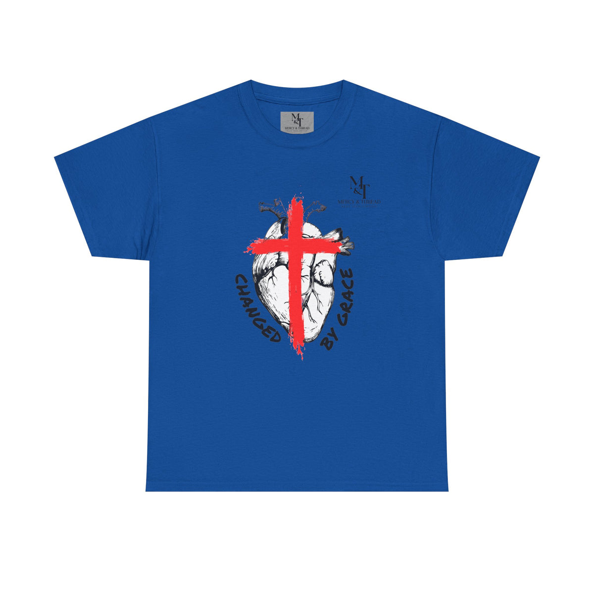 Changed by Grace Christian T-Shirt — Red Cross Faith Tee