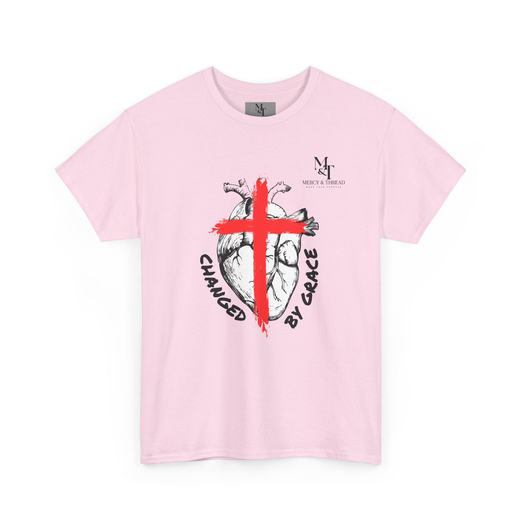 Changed by Grace Christian T-Shirt — Red Cross Faith Tee