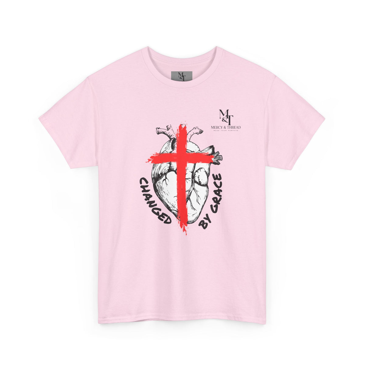 Changed by Grace Christian T-Shirt — Red Cross Faith Tee