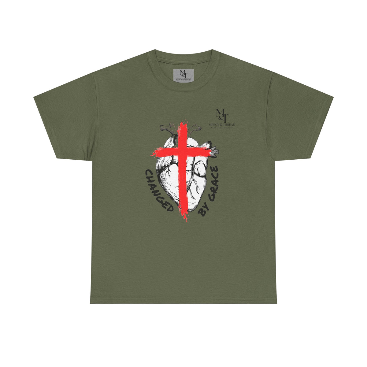 Changed by Grace Christian T-Shirt — Red Cross Faith Tee