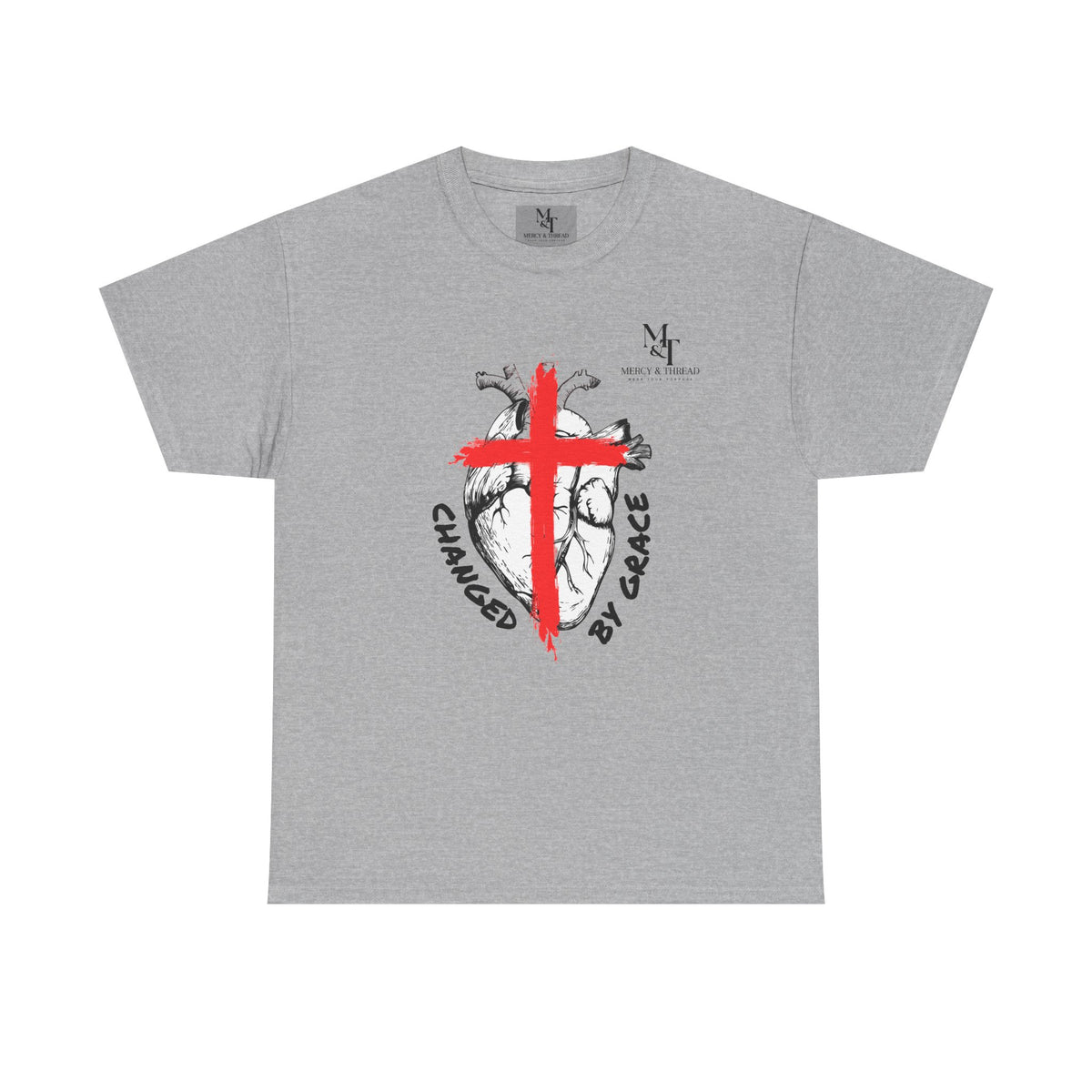 Changed by Grace Christian T-Shirt — Red Cross Faith Tee