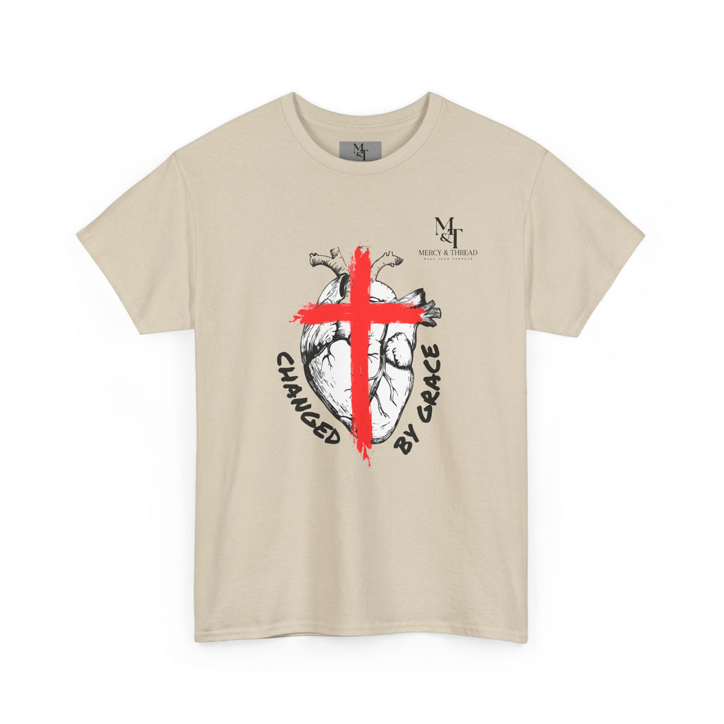Changed by Grace Christian T-Shirt — Red Cross Faith Tee