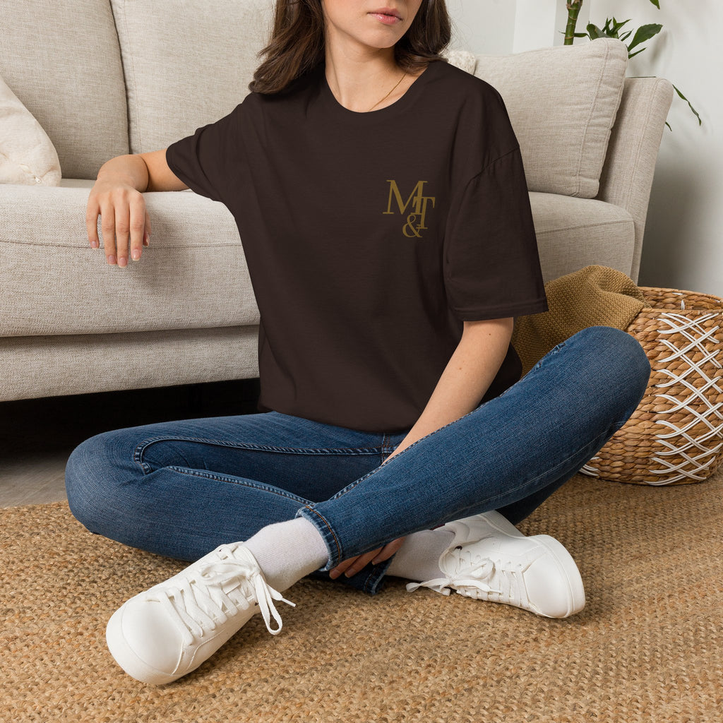 Monogram MT& Stylish Logo T‑Shirt — Minimal Gold Chest Emblem