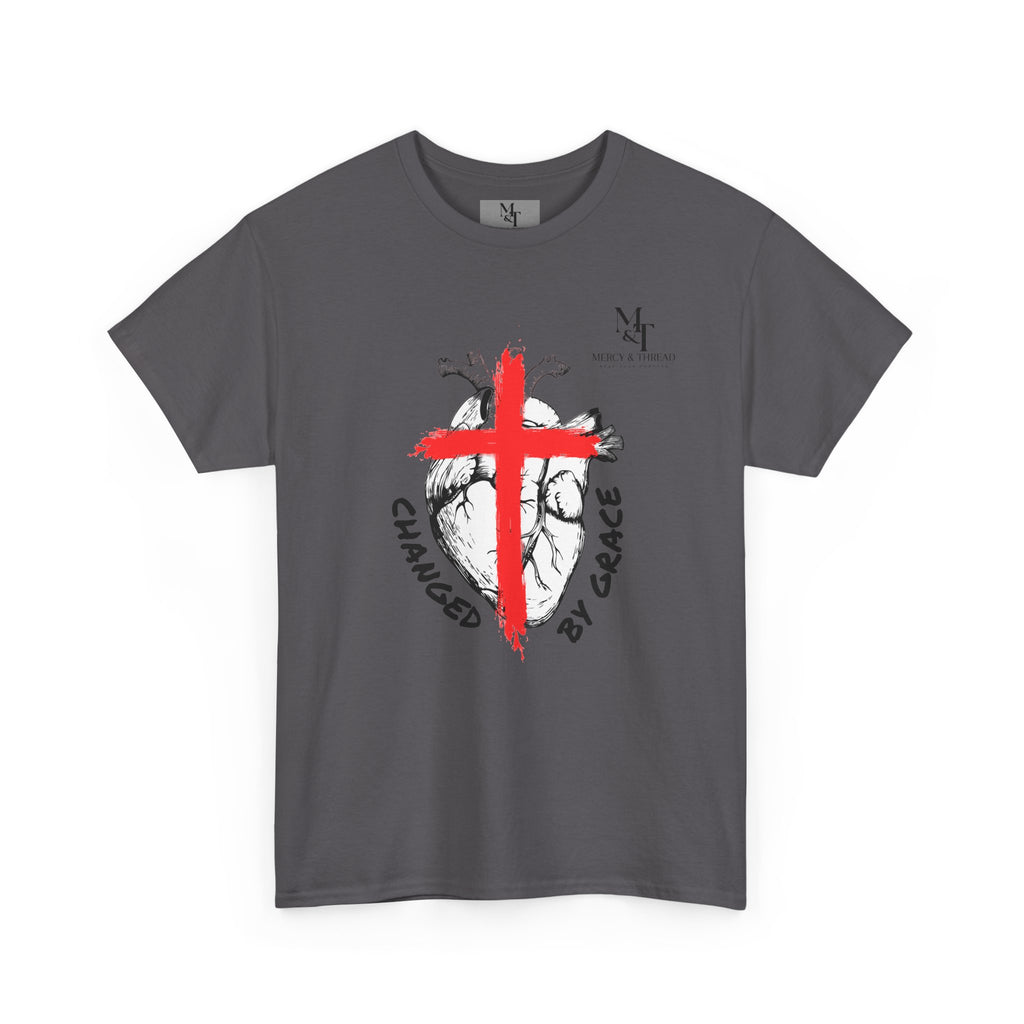 Changed by Grace Christian T-Shirt — Red Cross Faith Tee