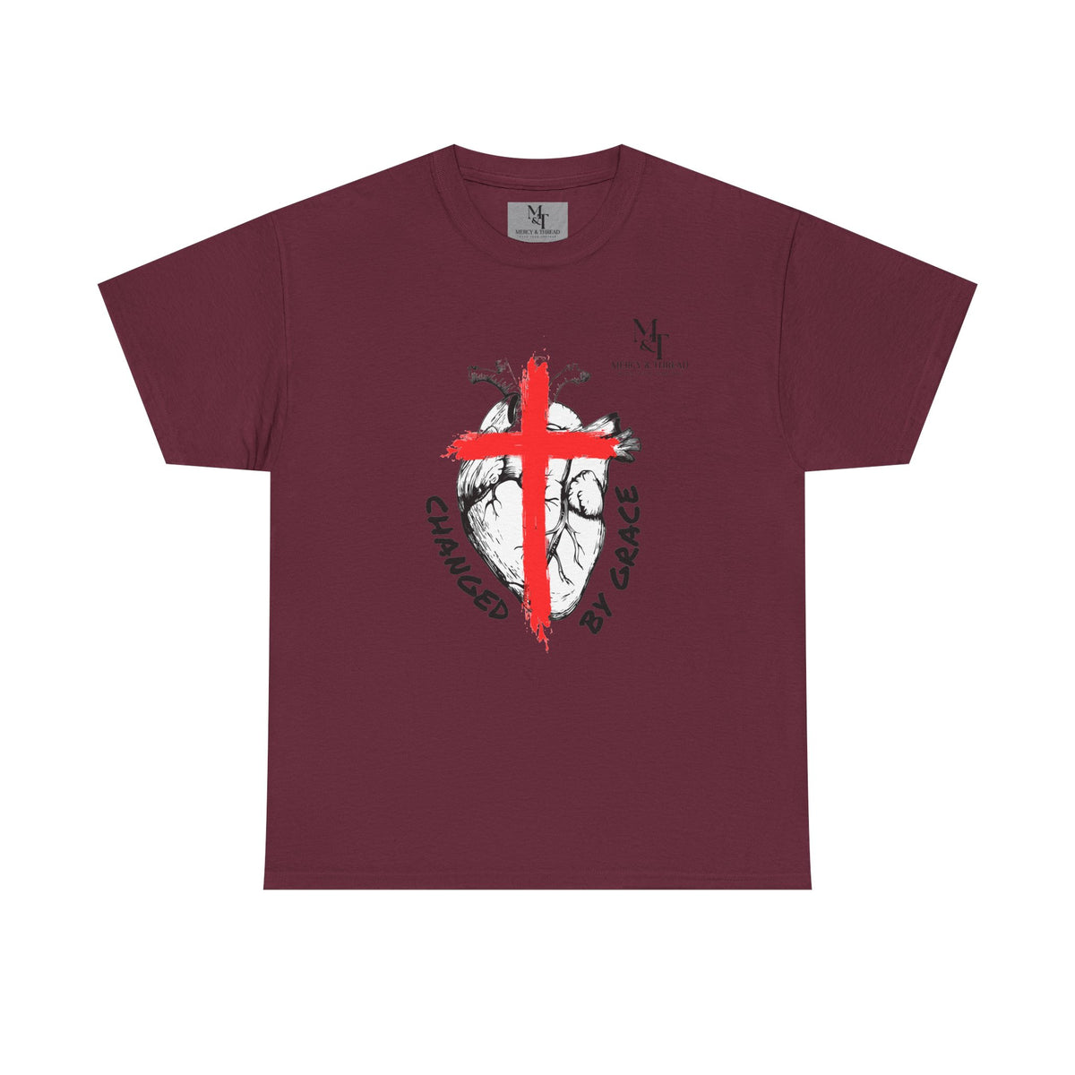 Changed by Grace Christian T-Shirt — Red Cross Faith Tee