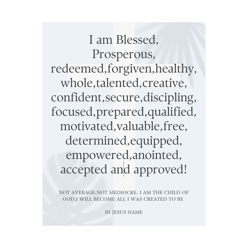 Affirmation Poster — "I Am Blessed" Inspirational Matte Vertical Poster