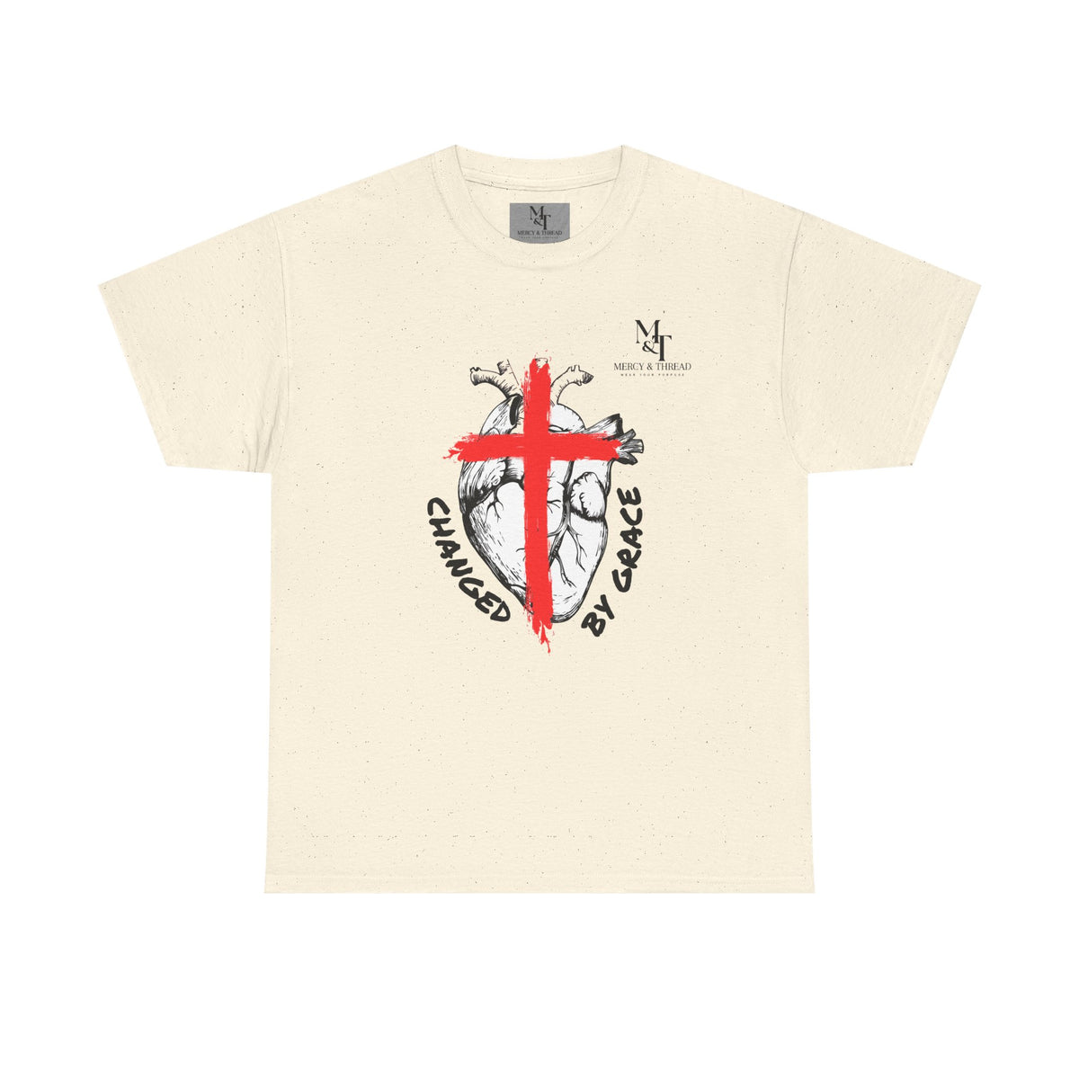 Changed by Grace Christian T-Shirt — Red Cross Faith Tee