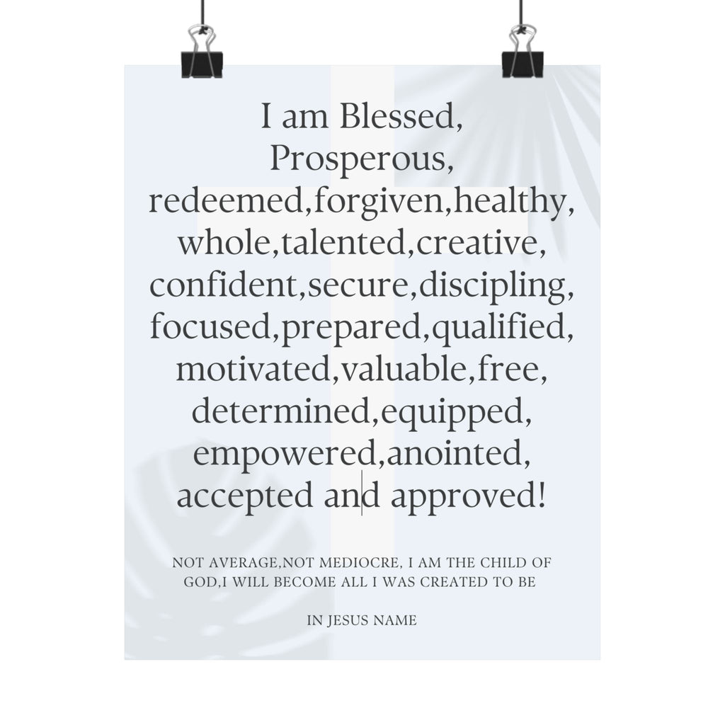 Affirmation Poster — "I Am Blessed" Inspirational Matte Vertical Poster