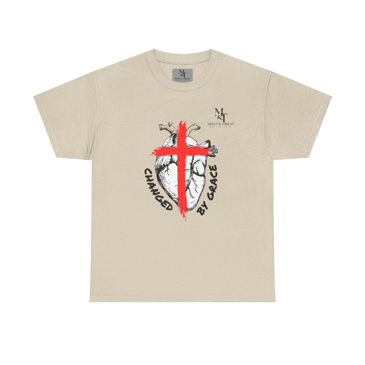 Changed by Grace Christian T-Shirt — Red Cross Faith Tee