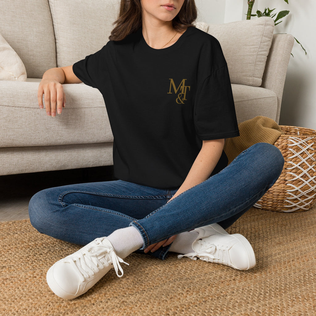 Monogram MT& Stylish Logo T‑Shirt — Minimal Gold Chest Emblem