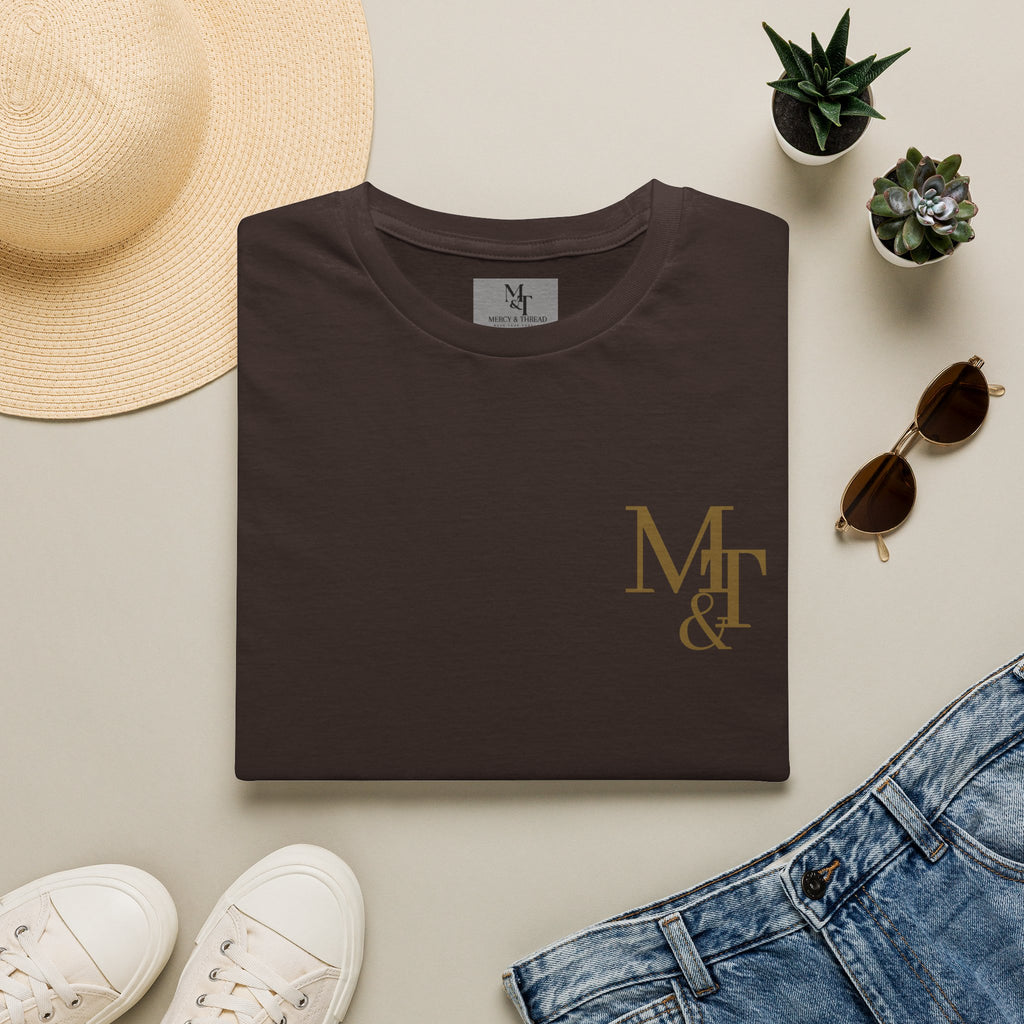 Monogram MT& Stylish Logo T‑Shirt — Minimal Gold Chest Emblem